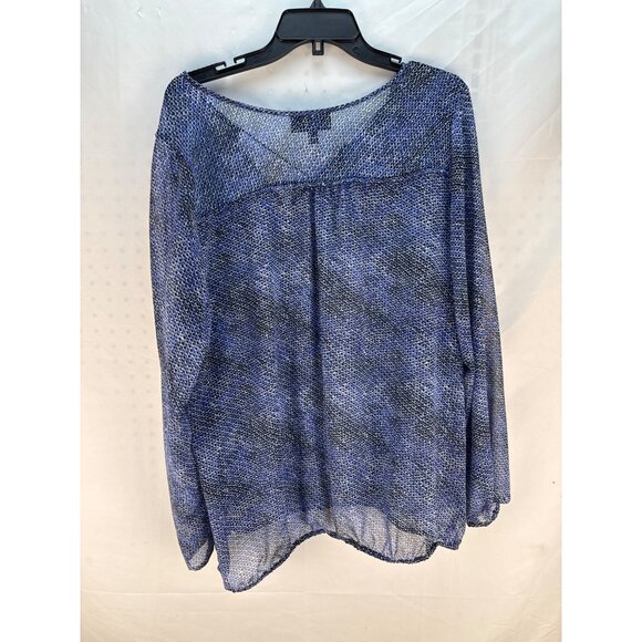 Lane Bryant Blue Sheer Knit Blouse Plus Size 18/20 Long Sleeve Boho Casual - Picture 5 of 6